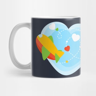 Cute Airplane with Hearts and Clouds Mug